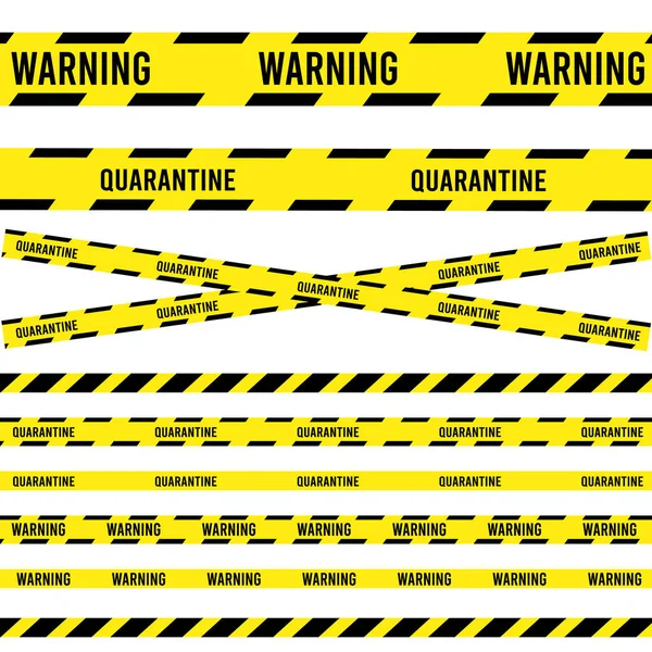 Ленточный баннер с предупреждающей лентой. Полицейский участок установлен. Осторожность, внимание, ограничение. Карантин . — стоковый вектор