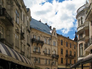 Eski şehir merkezi manzarası, Lviv, Ukrayna