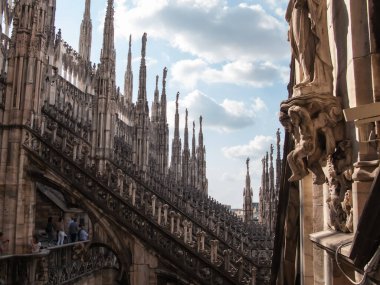 Meryem 'in Doğuşu Katedrali' nin çatısı, Duomo di Milano, Milan, Lombardy, İtalya