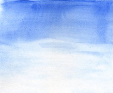 Dokulu kağıtta mavi suluboya arka plan. Pankartlar, kartpostallar için. Fırça izi.