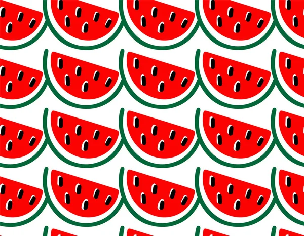 Watermelon seamless pattern. Cut part. Vector illustration on white background