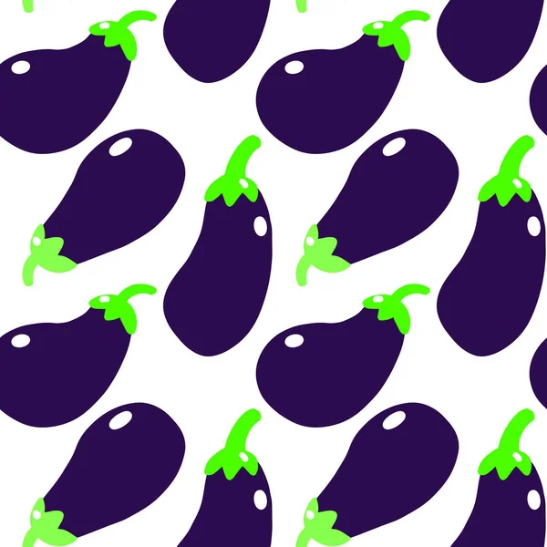 Seamless Pattern Eggplant White Background Simple Ornament Vector Illustration — Stock Vector
