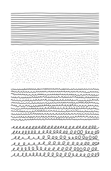 Texturas hechas a mano. Colección artística de elementos de diseño doodle bucle, puntos, línea — Archivo Imágenes Vectoriales