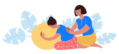 Doula 'nın desteği yerine hamile kadın.