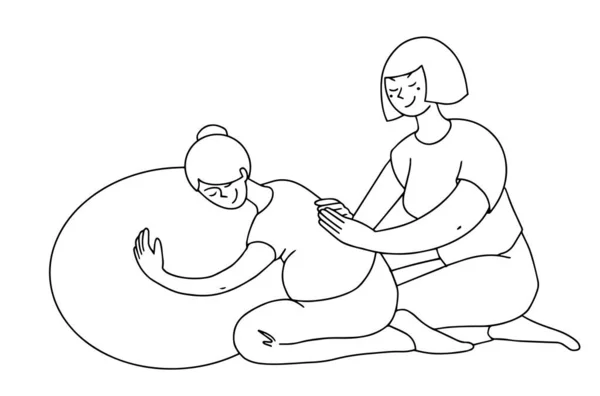 Doula 'nın desteği yerine hamile kadın çizgisi tarzı