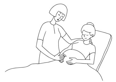 Doula Destek Hattı İllüstrasyonlu Hamile Kadın