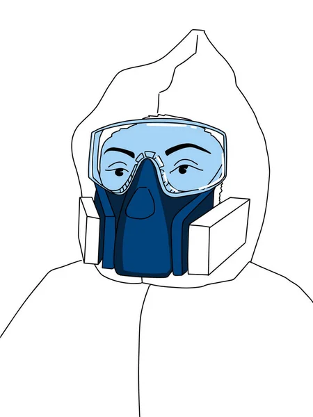 Portrét lékaře v ochranném obleku PPE — Stockový vektor