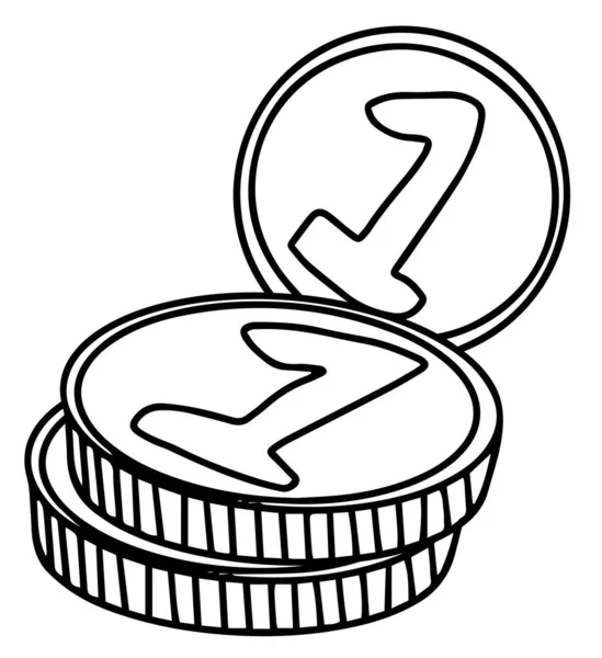 Čmáranice mince Ruční kreslení izolované — Stockový vektor