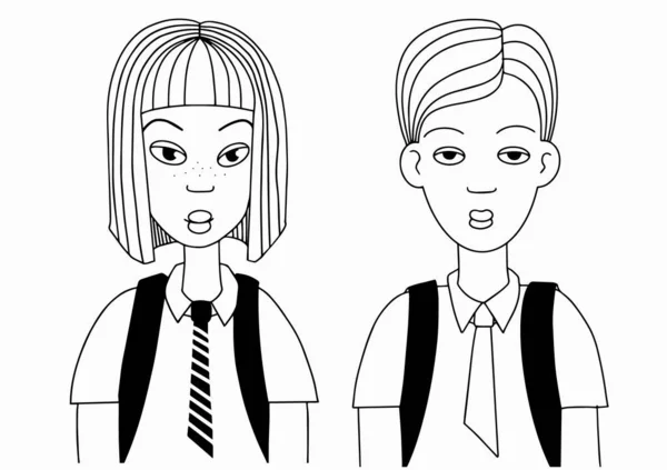 Обличчя підлітка білий хлопчик і дівчинка — стоковий вектор