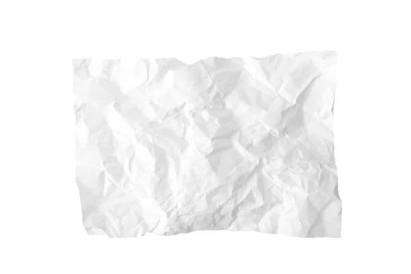 A piece of crumpled wrinkled white office paper isolated on white, texture of writing paper with wrinkles — Stock Photo, Image