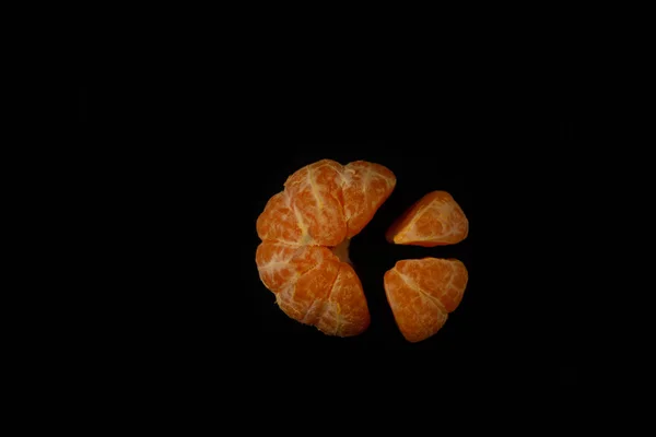 Tangerine Slices Black Background — Stock Photo, Image