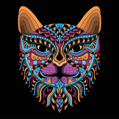 Şekillendirilmiş kedi zentangle illüstrasyon vektörü