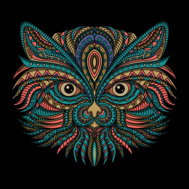 Şekillendirilmiş kedi zentangle vektörü