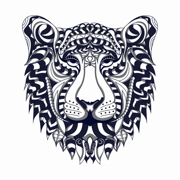 Vector Zentangle León Estilizado Blanco Negro — Vector de stock