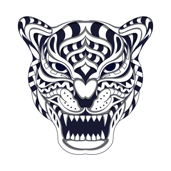 Black White Stylized Tiger Ethnic Vector Can Used Shirt Background — Stock Vector