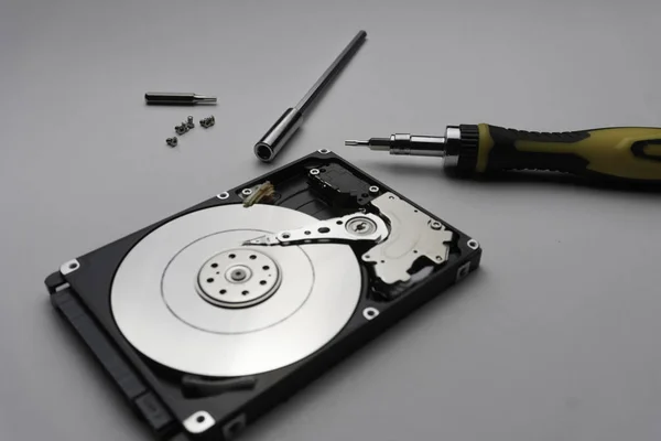 Uzavření hardwaru vnitřního mechanismu pevného disku. Měkké zaměření — Stock fotografie