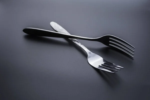 Fork and spoon on dark background, Restaurant concept. — Stock Photo, Image