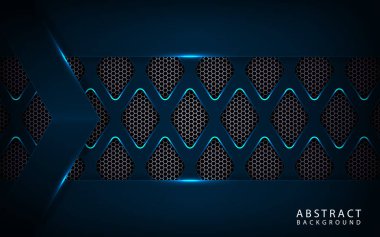 Karanlık uzayda modern arkaplan vektörü. Soyut metalik koyu mavi çerçeve düzeni modern teknoloji tasarım şablonu element kapağı, afiş, reklam, el ilanı, kart ve duvar kağıdı.