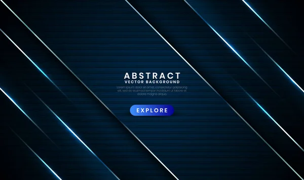 Fond Abstrait Bleu Marine Géométrique Avec Lignes Métalliques Couche Superposée — Image vectorielle