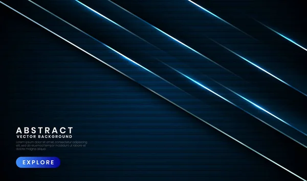 Fond Abstrait Bleu Marine Géométrique Avec Lignes Métalliques Couche Superposée — Image vectorielle