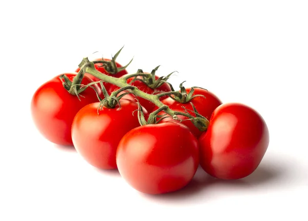 Tomates Cereja Contexto Branco Galho — Fotografia de Stock
