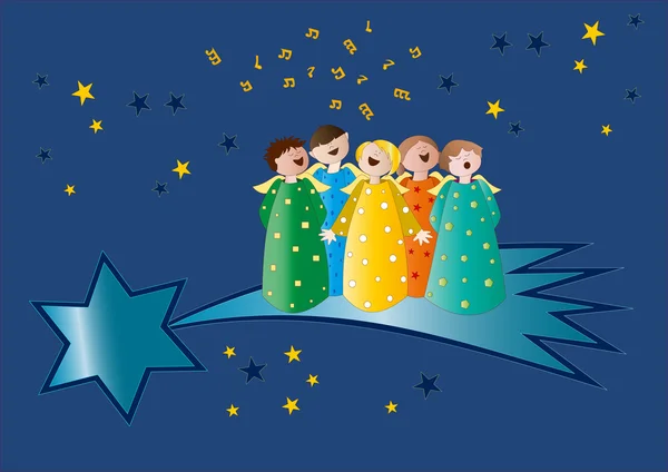 Припев ангелов на комете Стоковая Иллюстрация
