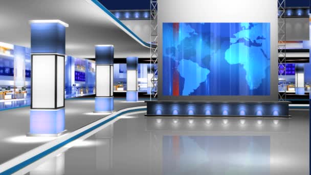 Virtual News Studio Set Background — Stock Video