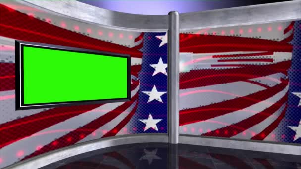 Virtual News Studio Set Green Screen — Stock Video