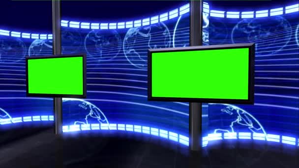 Virtual News Studio Set Pantalla Verde — Vídeos de Stock