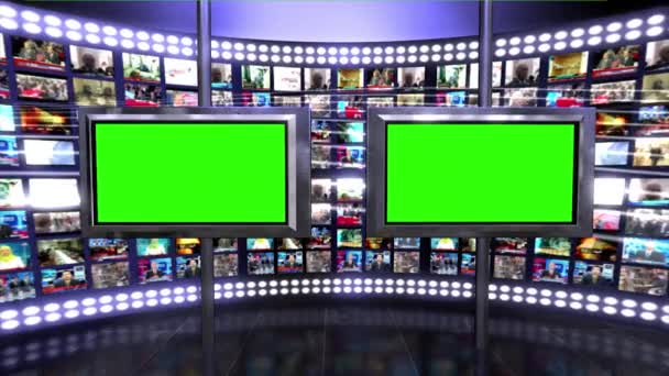 Virtual News Studio Set Grön Skärm — Stockvideo