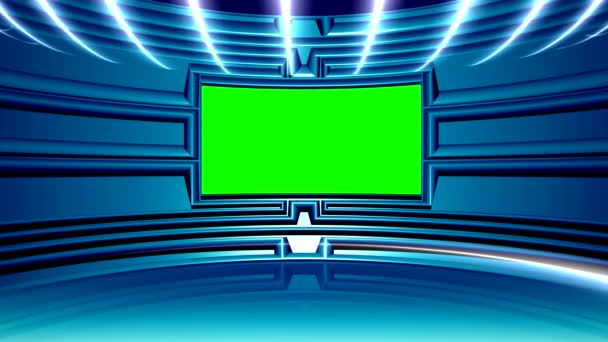 Virtual News Studio Set Green Screen — Stock Video