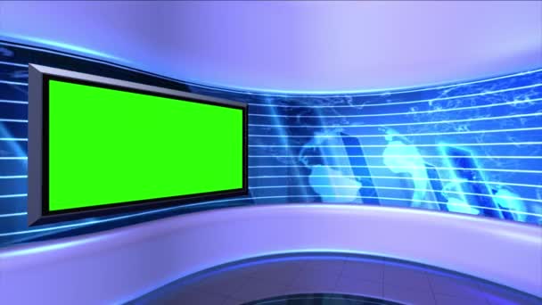 Virtual News Studio Set Green Screen — Stock Video