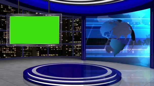 Virtual News Studio Set Pantalla Verde — Vídeos de Stock