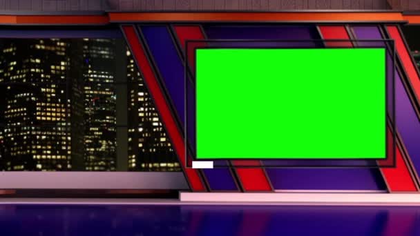 Virtual News Studio Set Tela Verde — Vídeo de Stock