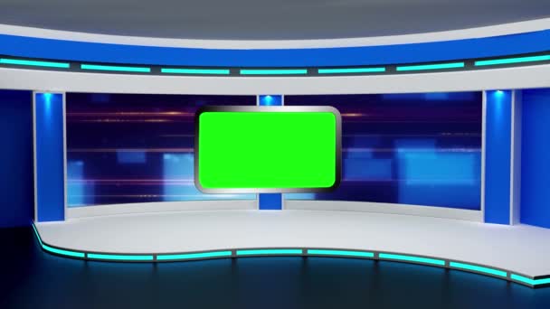 Virtual News Studio Set Grön Skärm — Stockvideo