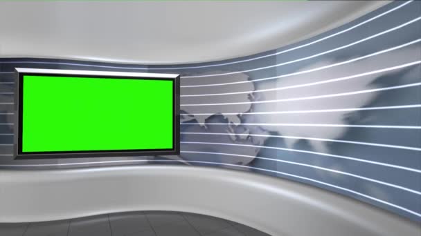 Virtueel Nieuws Studio Set Groen Scherm — Stockvideo