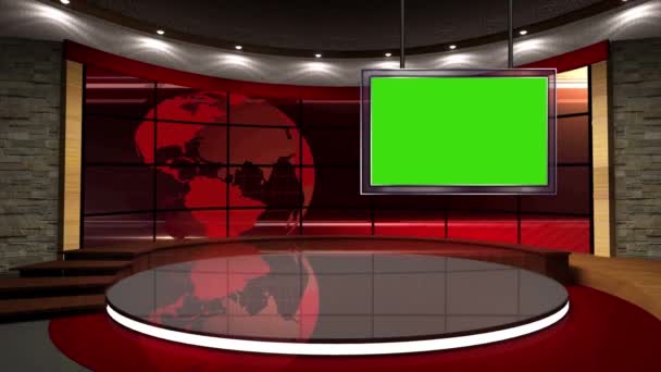 Virtual News Studio Ustaw Zielony Ekran — Wideo stockowe