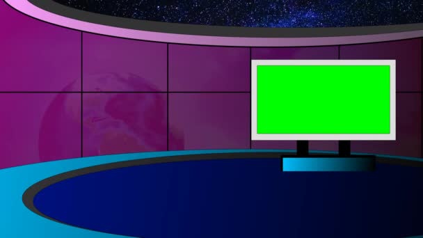 Virtual News Studio Set Tela Verde — Vídeo de Stock