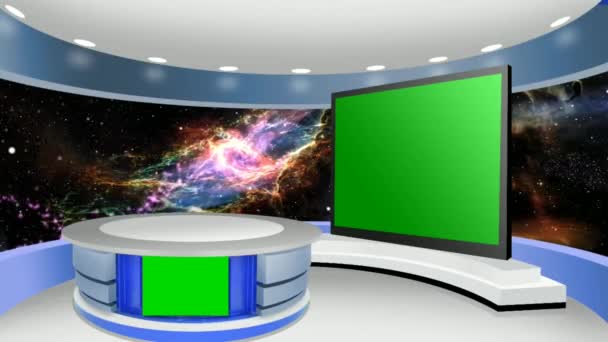 Virtual News Studio Set Tela Verde — Vídeo de Stock