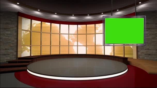 Virtual News Studio Set Schermo Verde — Video Stock