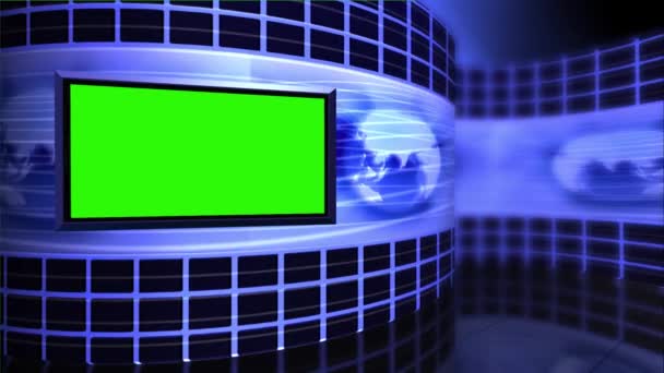 Virtual News Studio Ustaw Zielony Ekran — Wideo stockowe