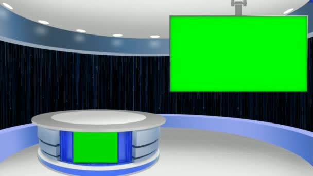 Virtual News Studio Set Green Screen — Stock Video