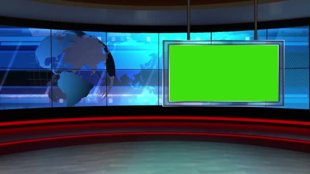 Virtual News Studio Set Pantalla Verde — Vídeo de stock