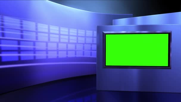 Virtual News Studio Set Tela Verde — Vídeo de Stock