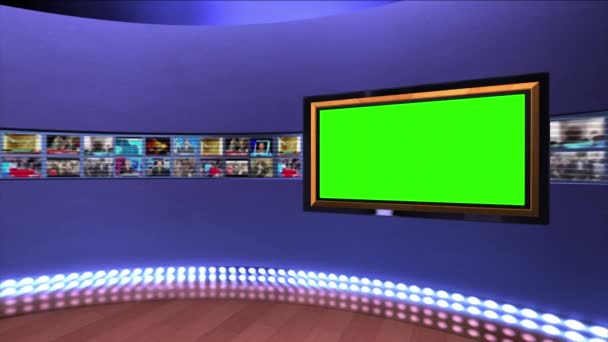 Virtual News Studio Set Pantalla Verde — Vídeos de Stock