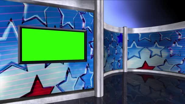 Virtual News Studio Set Tela Verde — Vídeo de Stock