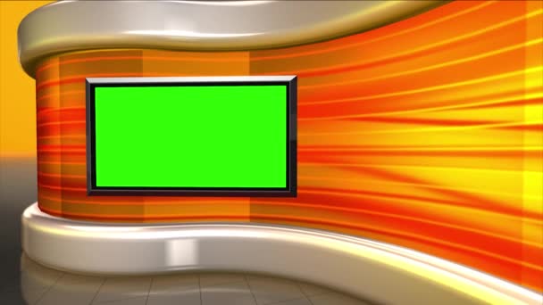 虚拟新闻演播室设置绿色屏幕 — 图库视频影像