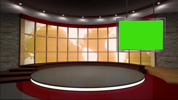 Virtual News Studio Set Green Screen — Stock Video