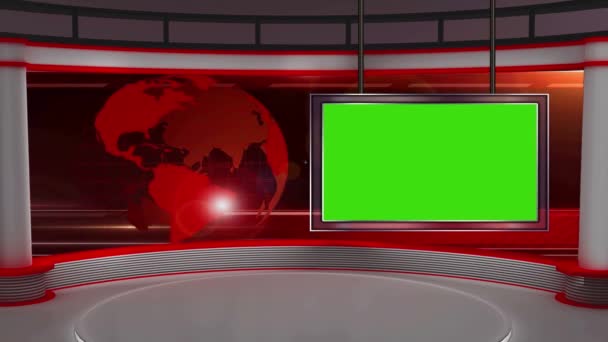 Virtuelle News Studio Set Green Screen — Stockvideo