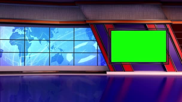 Virtueel Nieuws Studio Set Groen Scherm — Stockvideo